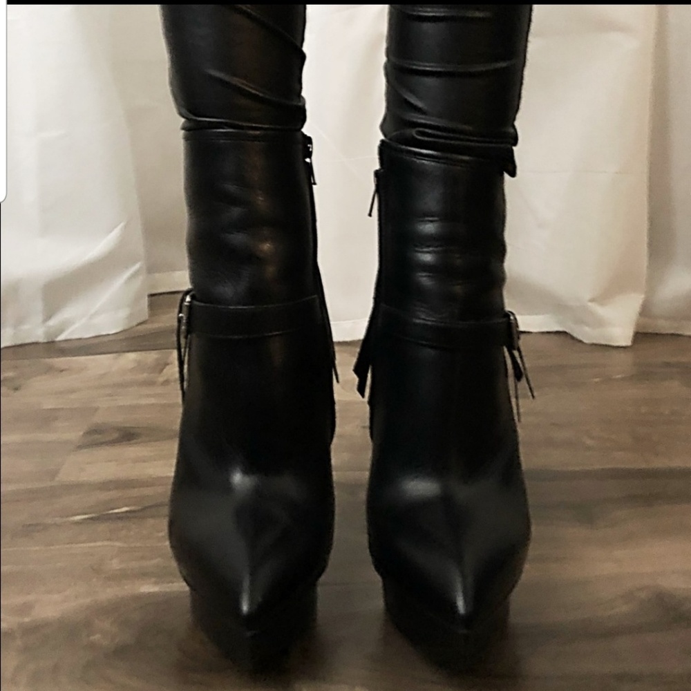 YSL Leather Ankle Boots with Fringe